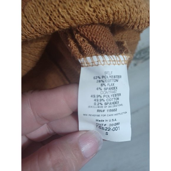 Women's Lush Pumpkin‎ Spice Size Small Lace Sleeves Fall Sweater Short - Picture 6 of 11